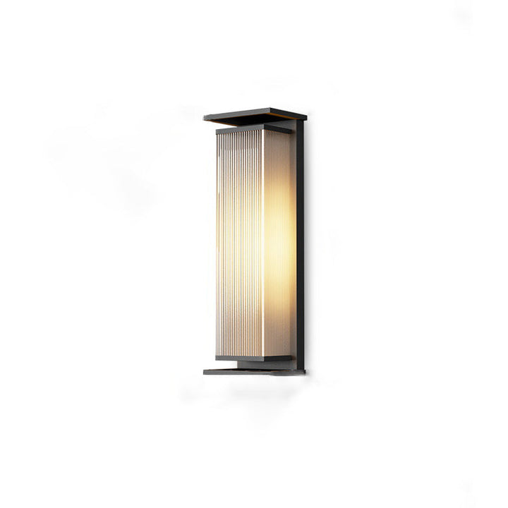 Modern Minimalist Solar Waterproof Rectangle Stripe Stainless Steel PC LED Outdoor Wall Sconce Lamp For Garden | Stornfield