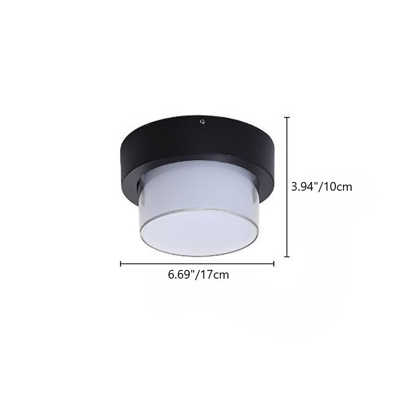 Modern Minimalist Waterproof Square Round Cylinder Die-Cast Aluminum Acrylic LED Flush Mount Ceiling Light For Outdoor Patio | Stornfield