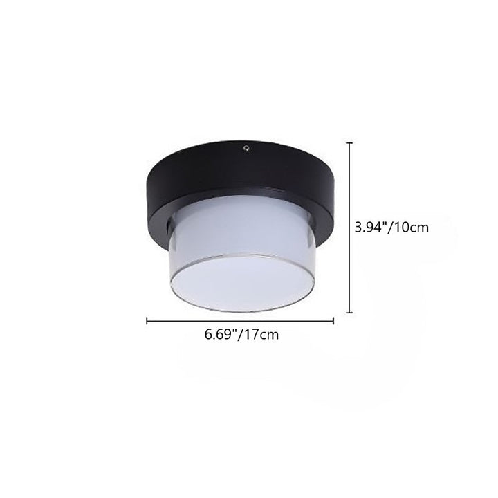 Modern Minimalist Waterproof Square Round Cylinder Die-Cast Aluminum Acrylic LED Flush Mount Ceiling Light For Outdoor Patio | Stornfield
