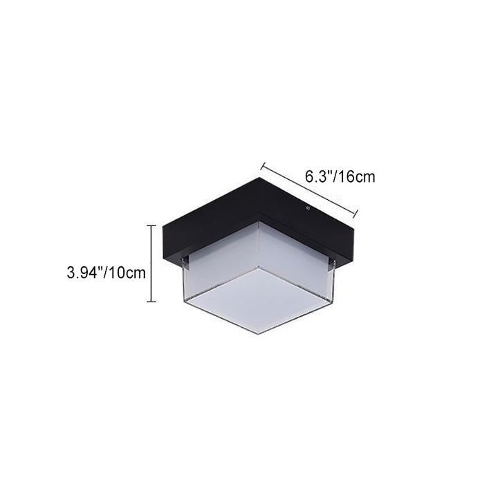 Modern Minimalist Waterproof Square Round Cylinder Die-Cast Aluminum Acrylic LED Flush Mount Ceiling Light For Outdoor Patio | Stornfield