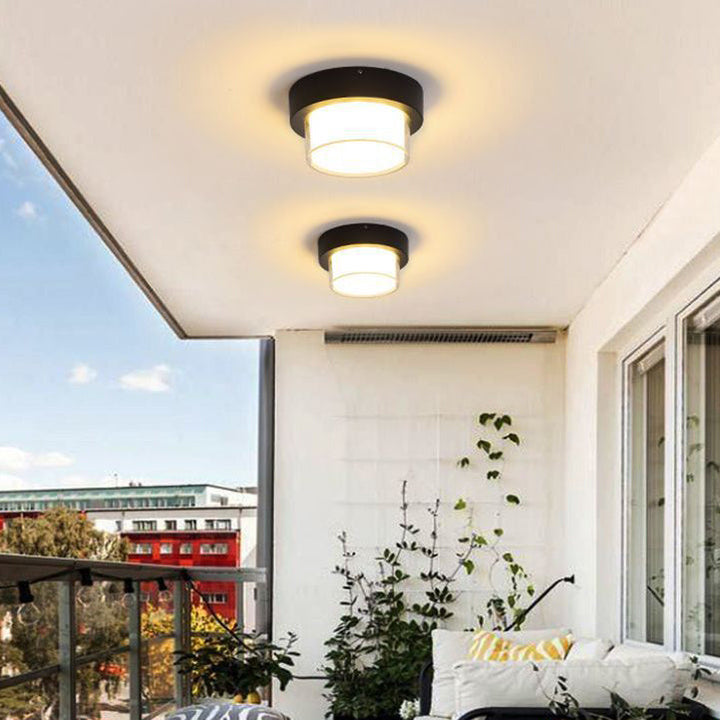 Modern Minimalist Waterproof Square Round Cylinder Die-Cast Aluminum Acrylic LED Flush Mount Ceiling Light For Outdoor Patio | Stornfield