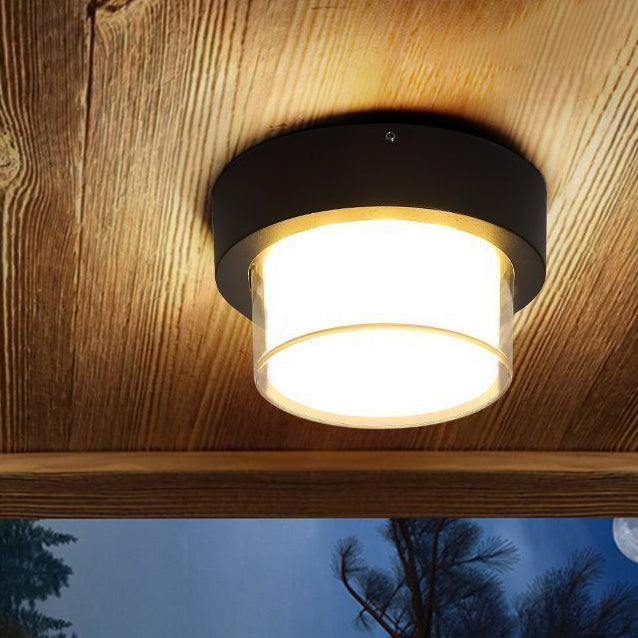 Modern Minimalist Waterproof Square Round Cylinder Die-Cast Aluminum Acrylic LED Flush Mount Ceiling Light For Outdoor Patio | Stornfield