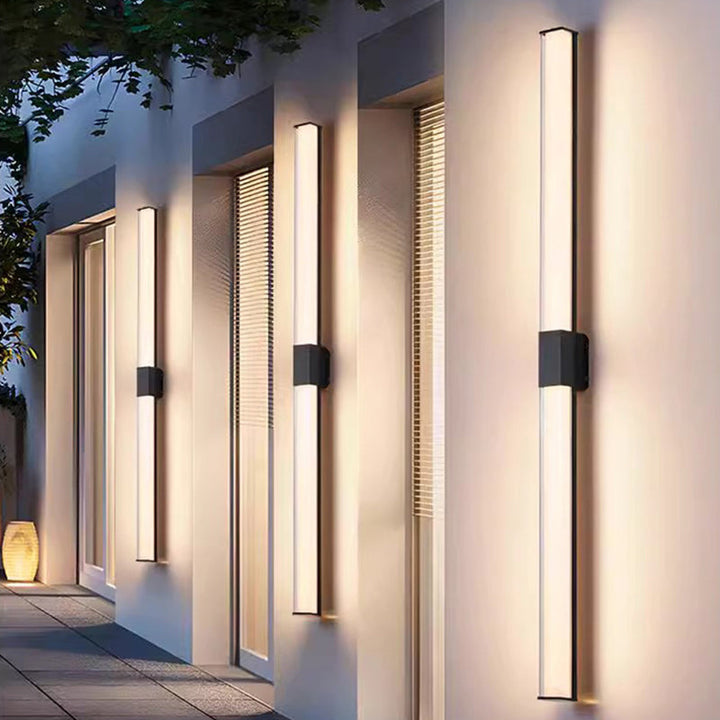 Modern Minimalist Waterproof Rectangle Long Aluminum PC Outdoor Wall Sconce Lamp For Garden | Stornfield