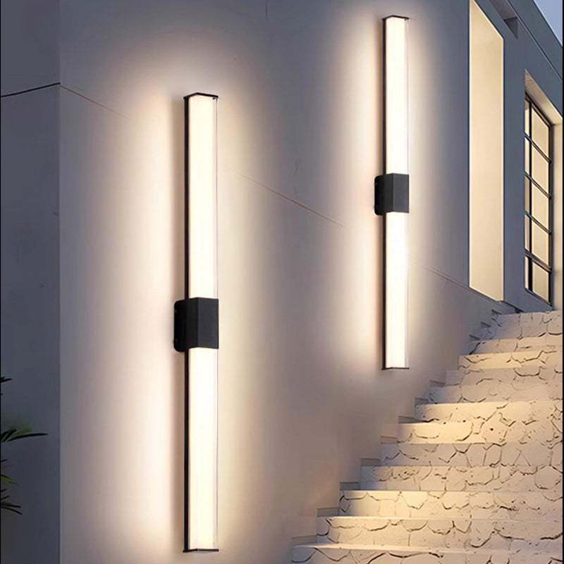 Modern Minimalist Waterproof Rectangle Long Aluminum PC Outdoor Wall Sconce Lamp For Garden | Stornfield