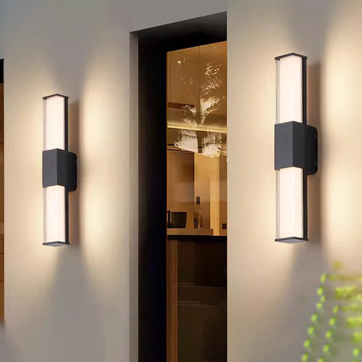 Modern Minimalist Waterproof Rectangle Long Aluminum PC Outdoor Wall Sconce Lamp For Garden | Stornfield