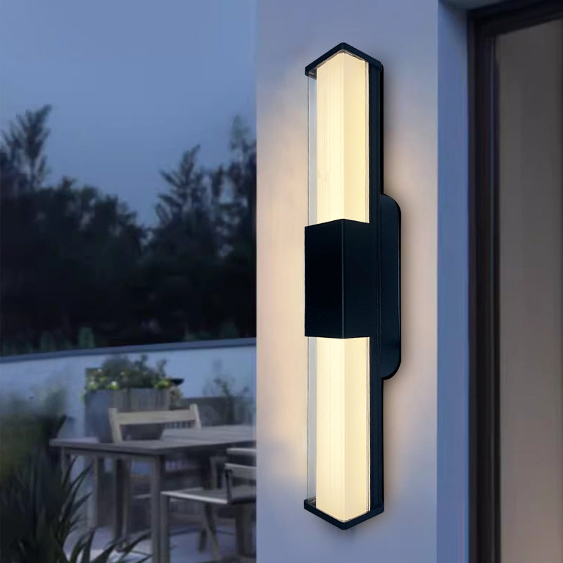 Modern Minimalist Waterproof Rectangle Long Aluminum PC Outdoor Wall Sconce Lamp For Garden | Stornfield