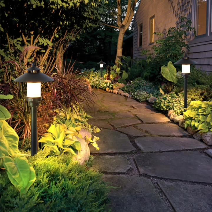Traditional European Waterproof Half Round Cylinder Aluminum Dolomite 1-Light Outdoor Landscape Lamp For Garden | Stornfield