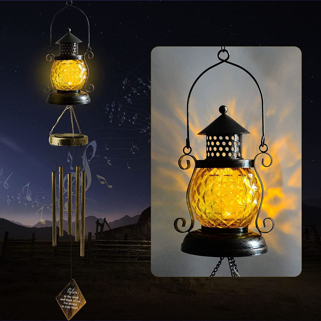 Contemporary Scandinavian Solar Waterproof Oval Disc Triangle Wind Chime Iron Glass Plastic LED Outdoor Light For Outdoor Patio | Stornfield