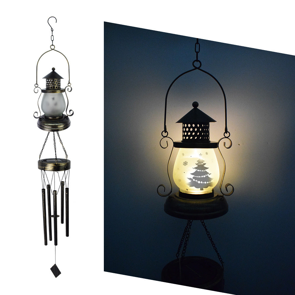 Contemporary Scandinavian Solar Waterproof Oval Disc Triangle Wind Chime Iron Glass Plastic LED Outdoor Light For Outdoor Patio | Stornfield