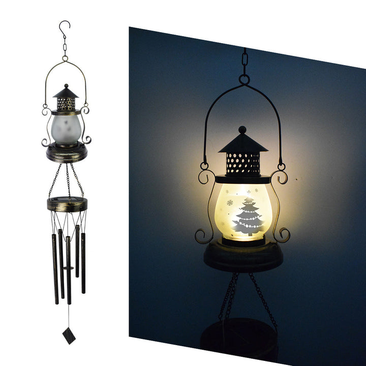 Contemporary Scandinavian Solar Waterproof Oval Disc Triangle Wind Chime Iron Glass Plastic LED Outdoor Light For Outdoor Patio | Stornfield