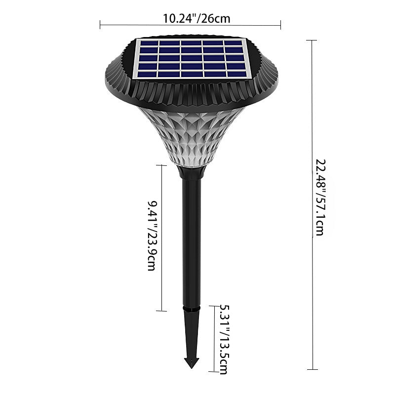 Modern Minimalist Solar Waterproof Diamond Round ABS PC LED Outdoor Light For Outdoor Patio | Stornfield