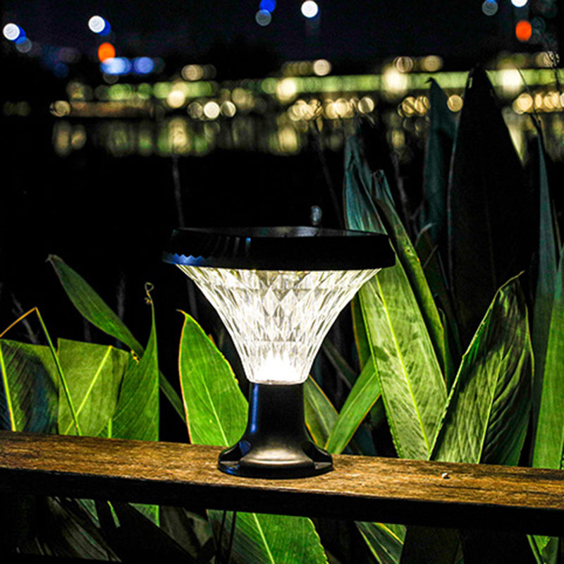 Modern Minimalist Solar Waterproof Diamond Round ABS PC LED Outdoor Light For Outdoor Patio | Stornfield