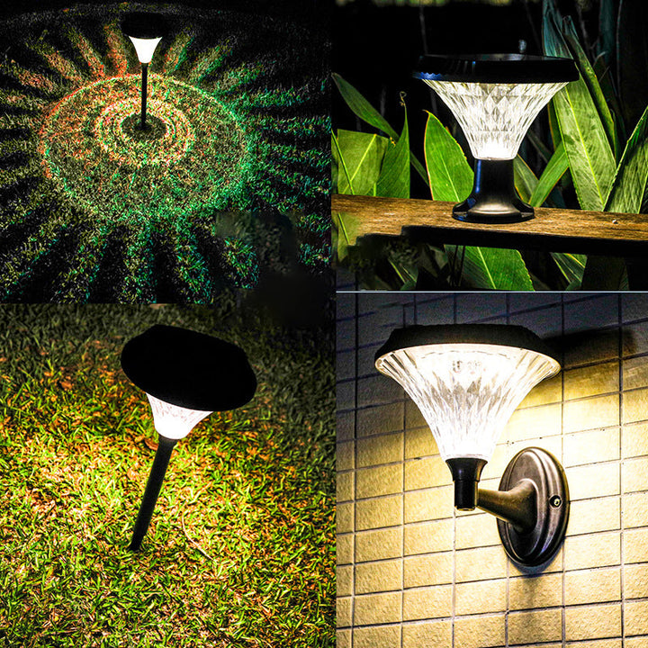 Modern Minimalist Solar Waterproof Diamond Round ABS PC LED Outdoor Light For Outdoor Patio | Stornfield