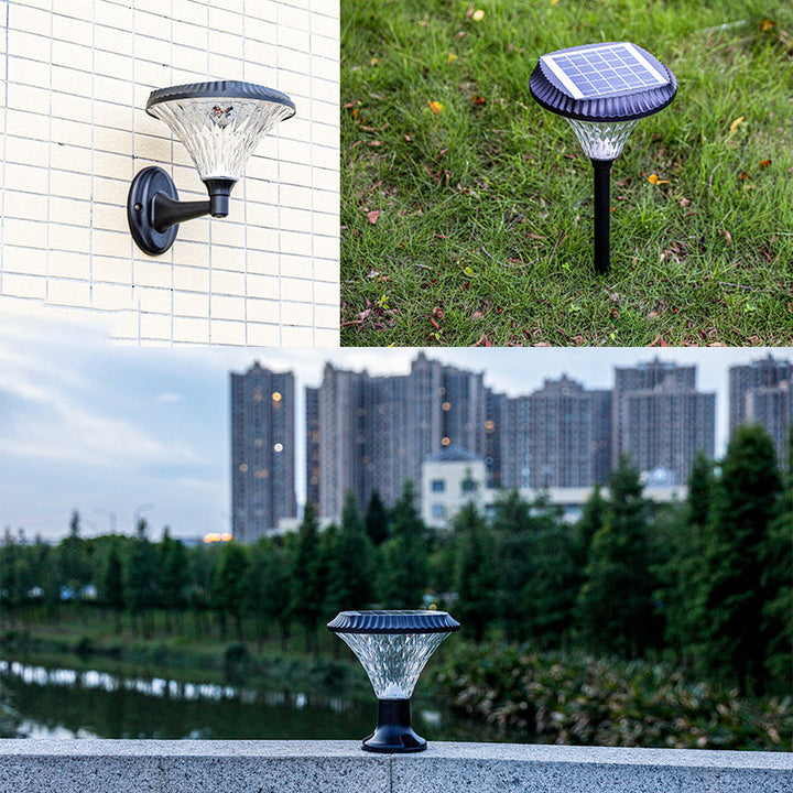 Modern Minimalist Solar Waterproof Diamond Round ABS PC LED Outdoor Light For Outdoor Patio | Stornfield