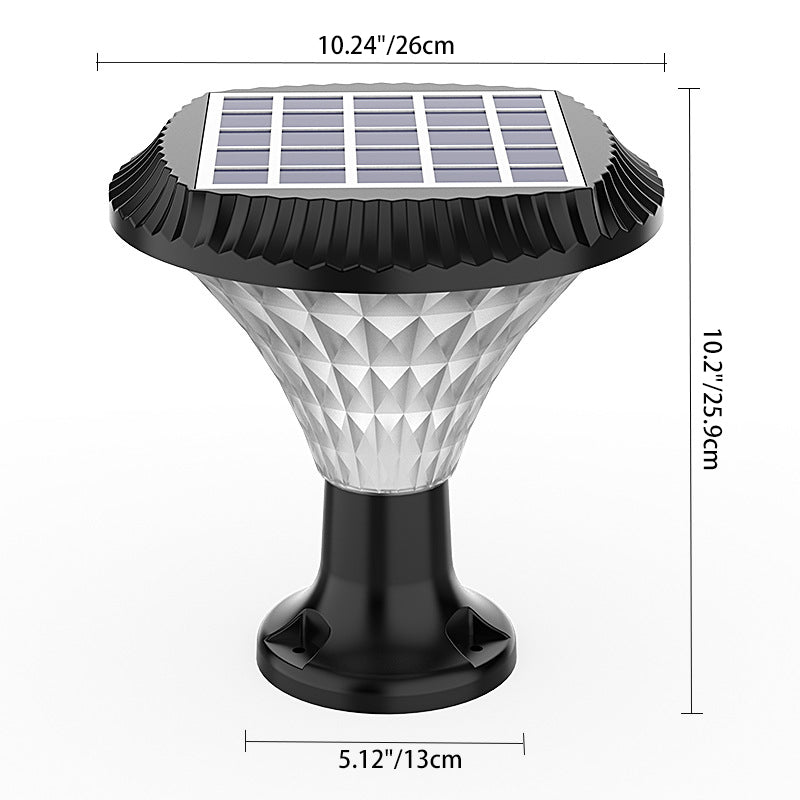 Modern Minimalist Solar Waterproof Diamond Round ABS PC LED Outdoor Light For Outdoor Patio | Stornfield
