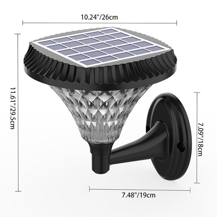 Modern Minimalist Solar Waterproof Diamond Round ABS PC LED Outdoor Light For Outdoor Patio | Stornfield