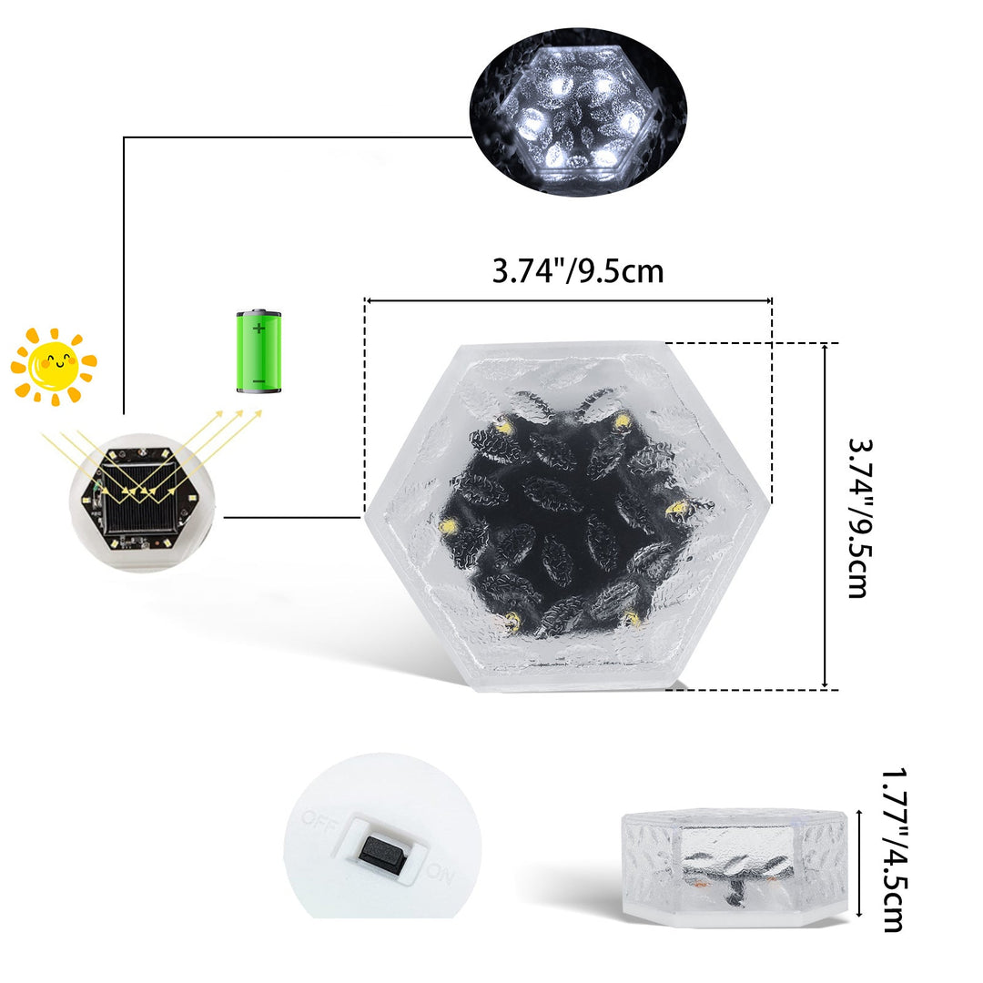 Modern Minimalist Solar Waterproof Hexagonal Ice Tile ABS PVC LED Lawn Landscape Light For Outdoor Patio | Stornfield