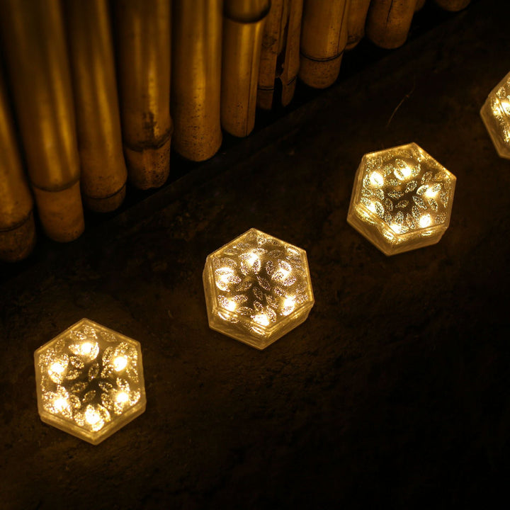 Modern Minimalist Solar Waterproof Hexagonal Ice Tile ABS PVC LED Lawn Landscape Light For Outdoor Patio | Stornfield