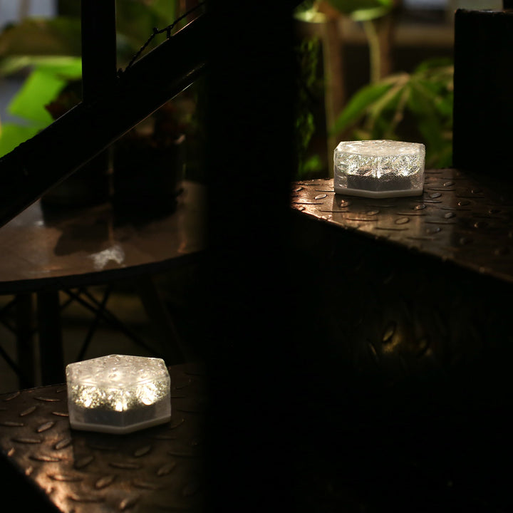 Modern Minimalist Solar Waterproof Hexagonal Ice Tile ABS PVC LED Lawn Landscape Light For Outdoor Patio | Stornfield