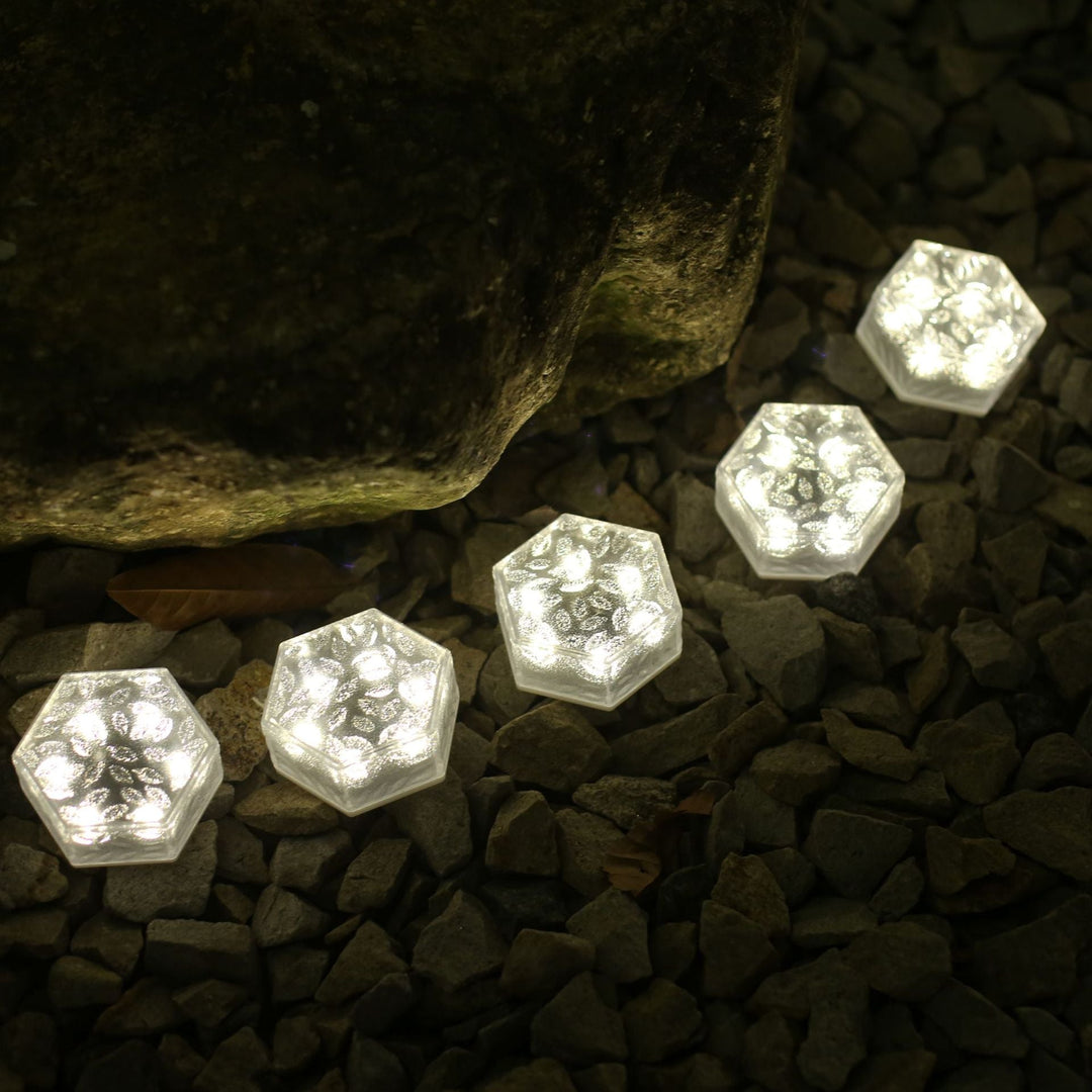 Modern Minimalist Solar Waterproof Hexagonal Ice Tile ABS PVC LED Lawn Landscape Light For Outdoor Patio | Stornfield