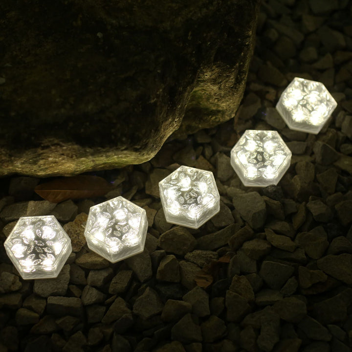 Modern Minimalist Solar Waterproof Hexagonal Ice Tile ABS PVC LED Lawn Landscape Light For Outdoor Patio | Stornfield