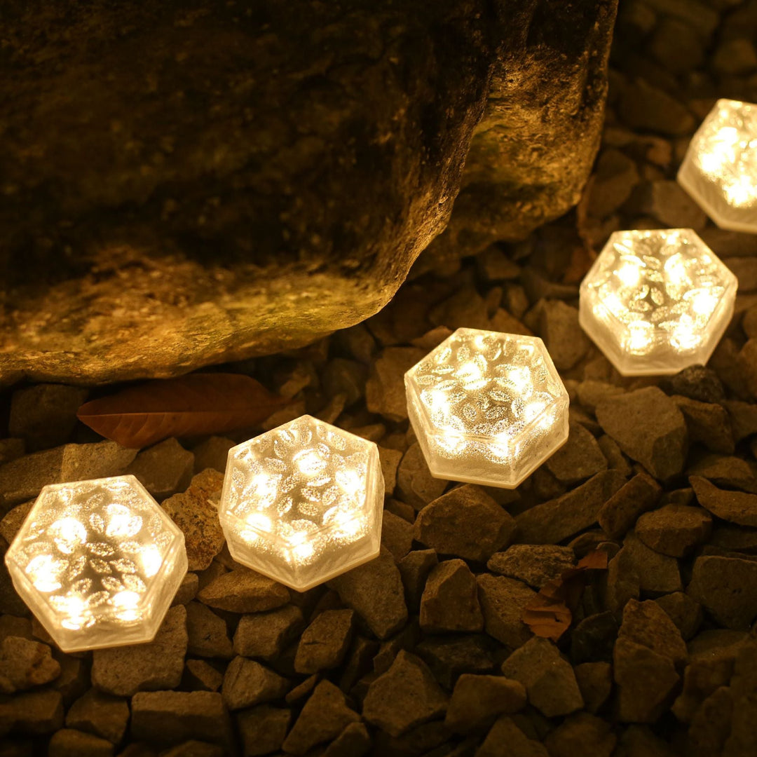 Modern Minimalist Solar Waterproof Hexagonal Ice Tile ABS PVC LED Lawn Landscape Light For Outdoor Patio | Stornfield