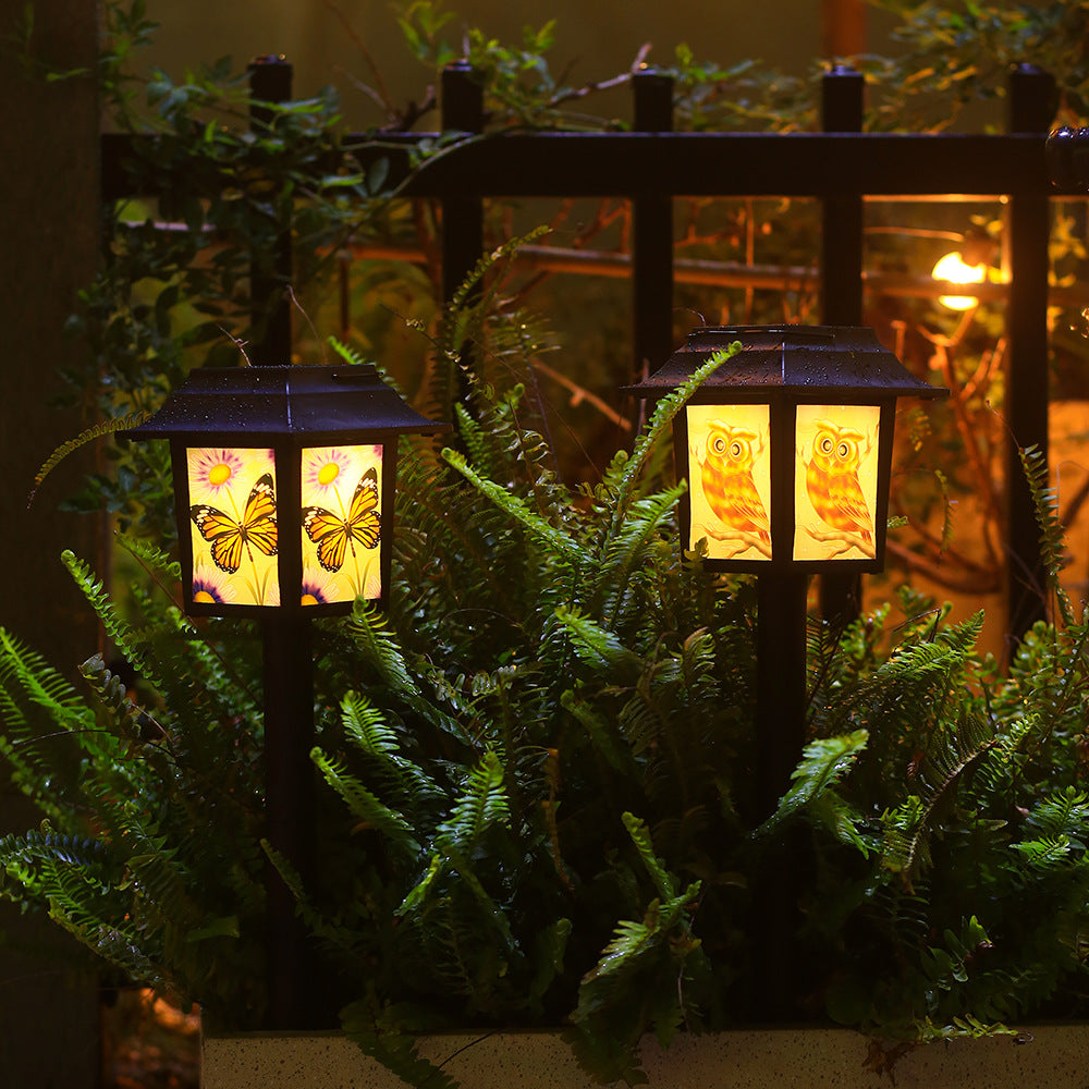 Contemporary Industrial Square Owl Pattern LED Solar Waterproof Lawn Insert Light For Outdoor Patio | Stornfield