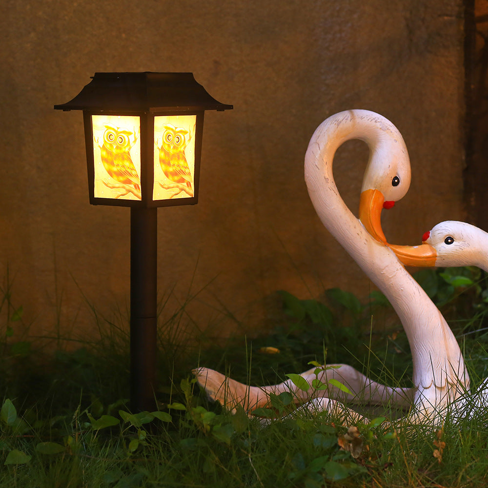 Contemporary Industrial Square Owl Pattern LED Solar Waterproof Lawn Insert Light For Outdoor Patio | Stornfield