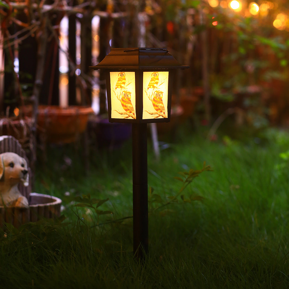 Contemporary Industrial Square Owl Pattern LED Solar Waterproof Lawn Insert Light For Outdoor Patio | Stornfield