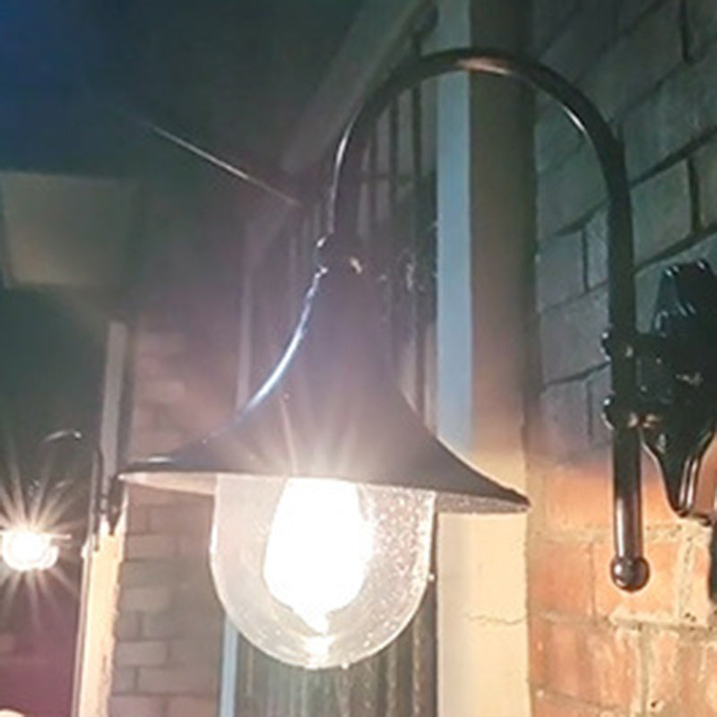 Contemporary Simplicity Aluminum Trumpet Shade Glass 1-Light Outdoor Wall Sconce Lamp For Garden | Stornfield