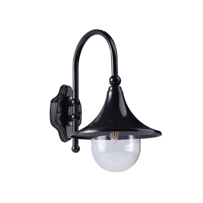 Contemporary Simplicity Aluminum Trumpet Shade Glass 1-Light Outdoor Wall Sconce Lamp For Garden | Stornfield