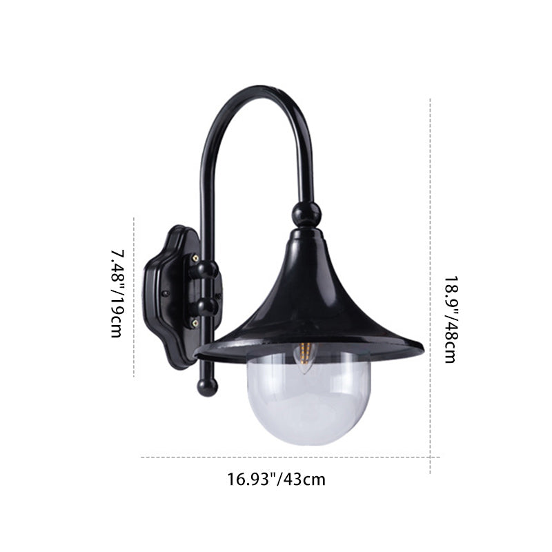 Contemporary Simplicity Aluminum Trumpet Shade Glass 1-Light Outdoor Wall Sconce Lamp For Garden | Stornfield