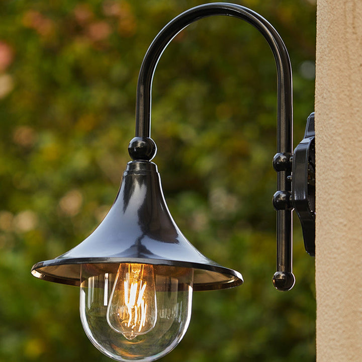 Contemporary Simplicity Aluminum Trumpet Shade Glass 1-Light Outdoor Wall Sconce Lamp For Garden | Stornfield