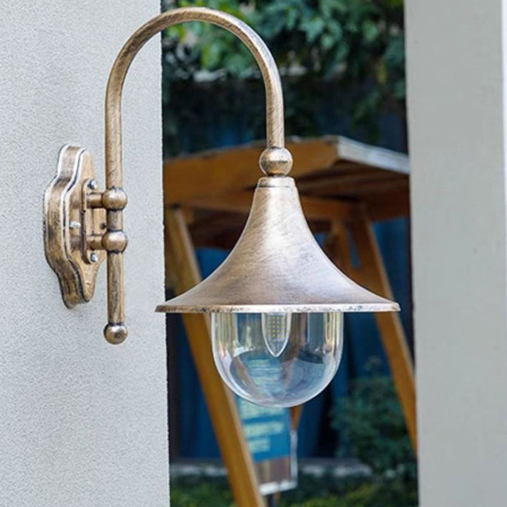 Contemporary Simplicity Aluminum Trumpet Shade Glass 1-Light Outdoor Wall Sconce Lamp For Garden | Stornfield