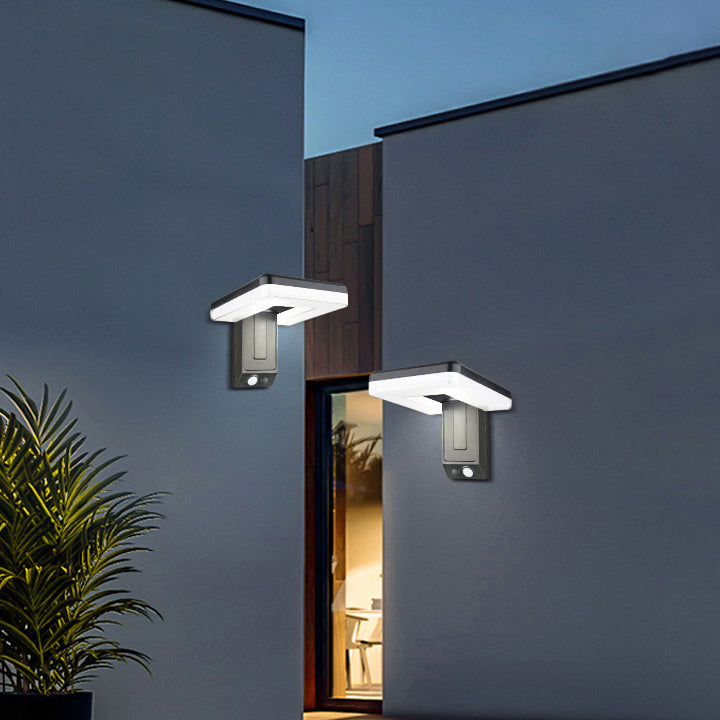 Contemporary Industrial Square ABS Solar Waterproof LED Outdoor Wall Sconce Lamp For Garden | Stornfield