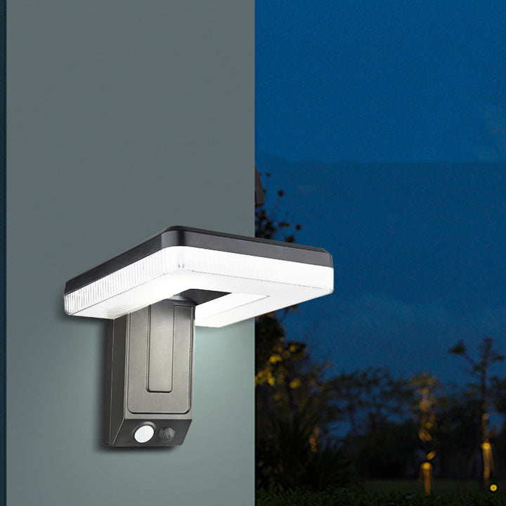 Contemporary Industrial Square ABS Solar Waterproof LED Outdoor Wall Sconce Lamp For Garden | Stornfield