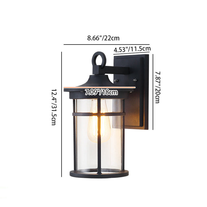 Contemporary Industrial Cylinder Aluminum Glass Shade 1-Light Waterproof Wall Sconce Lamp For Outdoor Patio | Stornfield