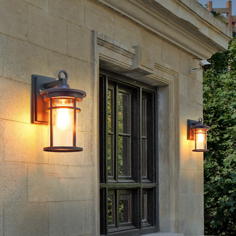 Contemporary Industrial Cylinder Aluminum Glass Shade 1-Light Waterproof Wall Sconce Lamp For Outdoor Patio | Stornfield