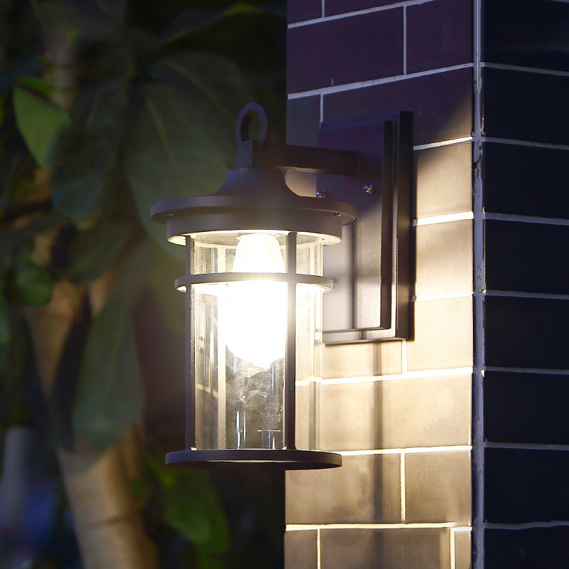 Contemporary Industrial Cylinder Aluminum Glass Shade 1-Light Waterproof Wall Sconce Lamp For Outdoor Patio | Stornfield