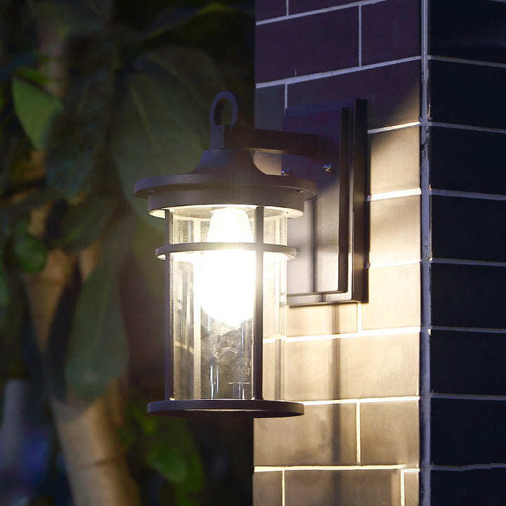 Contemporary Industrial Cylinder Aluminum Glass Shade 1-Light Waterproof Wall Sconce Lamp For Outdoor Patio | Stornfield