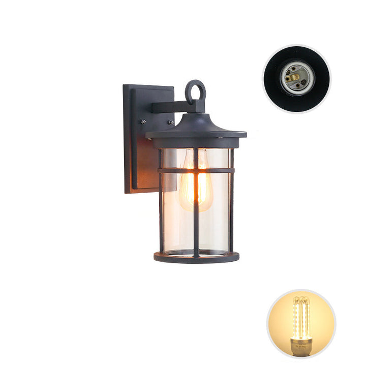 Contemporary Industrial Cylinder Aluminum Glass Shade 1-Light Waterproof Wall Sconce Lamp For Outdoor Patio | Stornfield