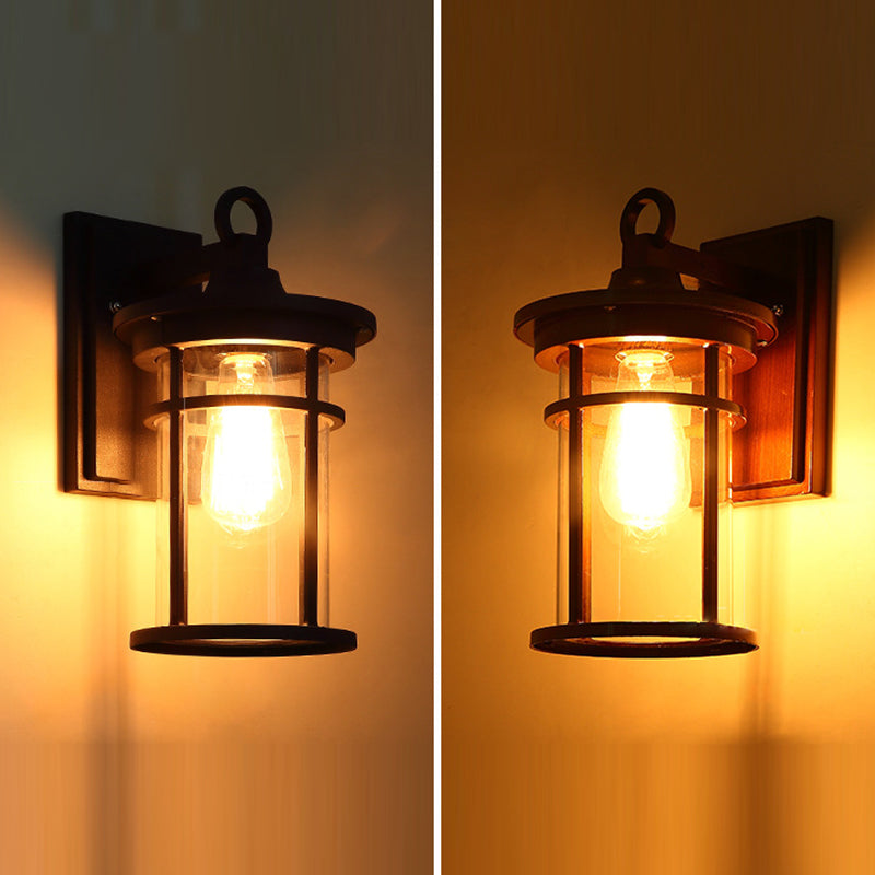 Contemporary Industrial Cylinder Aluminum Glass Shade 1-Light Waterproof Wall Sconce Lamp For Outdoor Patio | Stornfield