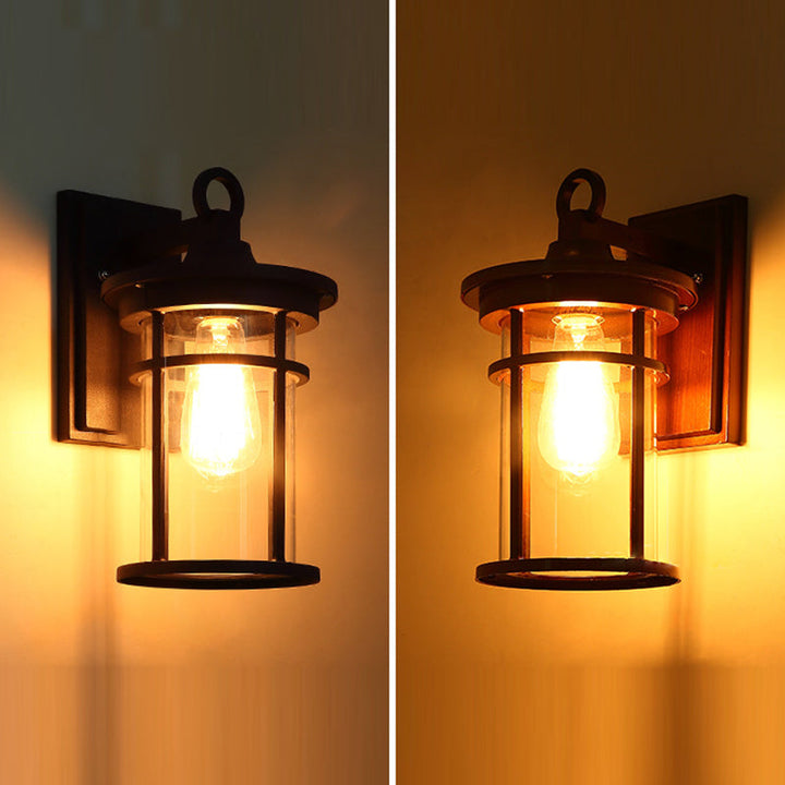 Contemporary Industrial Cylinder Aluminum Glass Shade 1-Light Waterproof Wall Sconce Lamp For Outdoor Patio | Stornfield