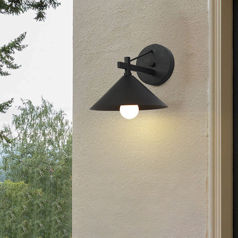 Contemporary Nordic Iron Geometric Cone 1-Light Outdoor Waterproof Wall Sconce Lamp For Garden | Stornfield