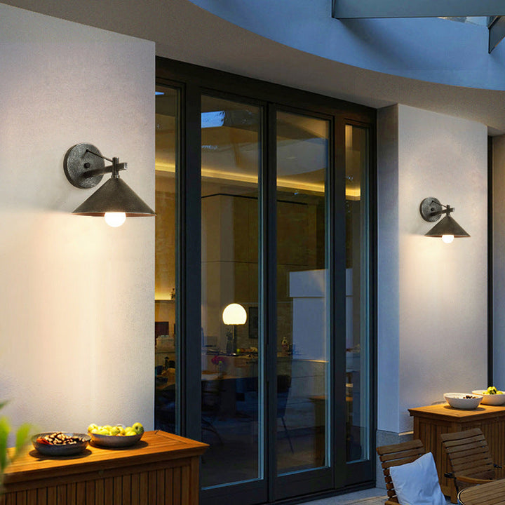 Contemporary Nordic Iron Geometric Cone 1-Light Outdoor Waterproof Wall Sconce Lamp For Garden | Stornfield