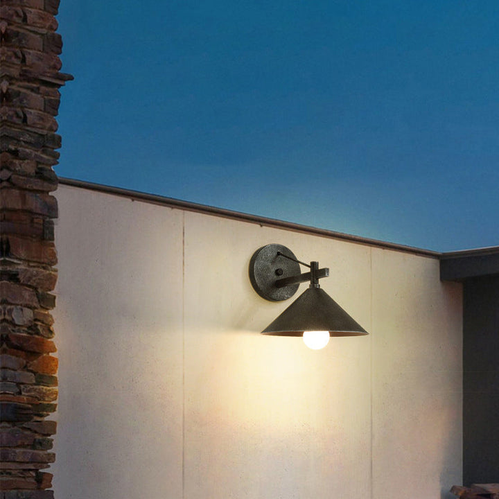 Contemporary Nordic Iron Geometric Cone 1-Light Outdoor Waterproof Wall Sconce Lamp For Garden | Stornfield