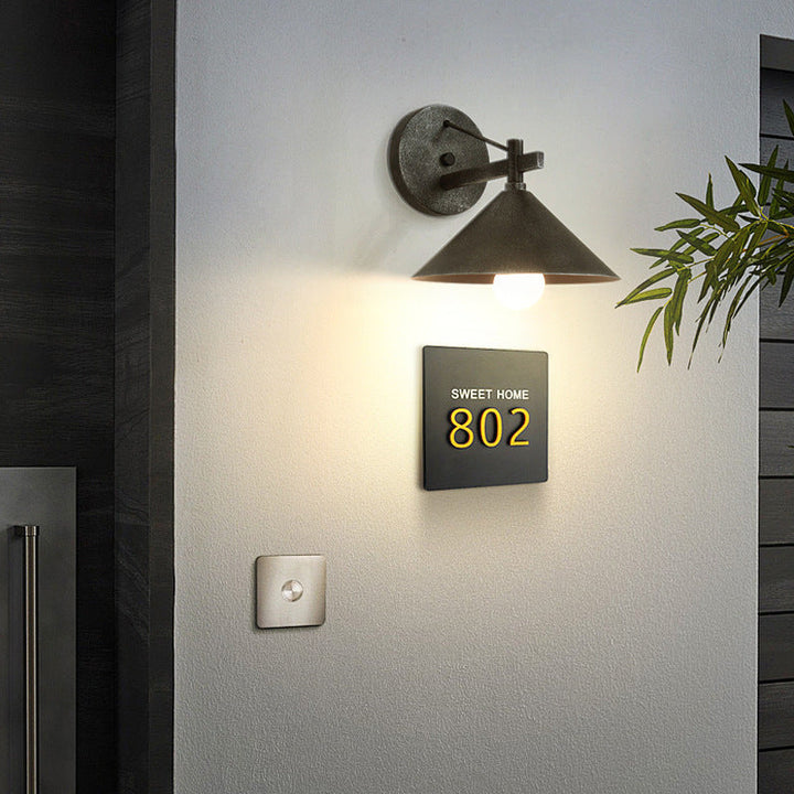 Contemporary Nordic Iron Geometric Cone 1-Light Outdoor Waterproof Wall Sconce Lamp For Garden | Stornfield
