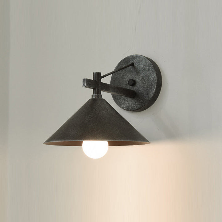 Contemporary Nordic Iron Geometric Cone 1-Light Outdoor Waterproof Wall Sconce Lamp For Garden | Stornfield