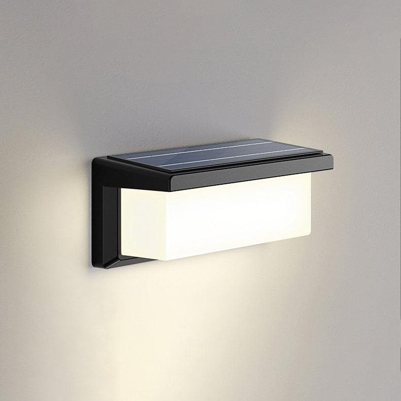 Contemporary Simplicity Rectangular Waterproof Solar Human Body Induction LED Outdoor Wall Sconce Lamp For Garden | Stornfield