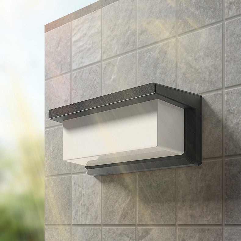 Contemporary Simplicity Rectangular Waterproof Solar Human Body Induction LED Outdoor Wall Sconce Lamp For Garden | Stornfield
